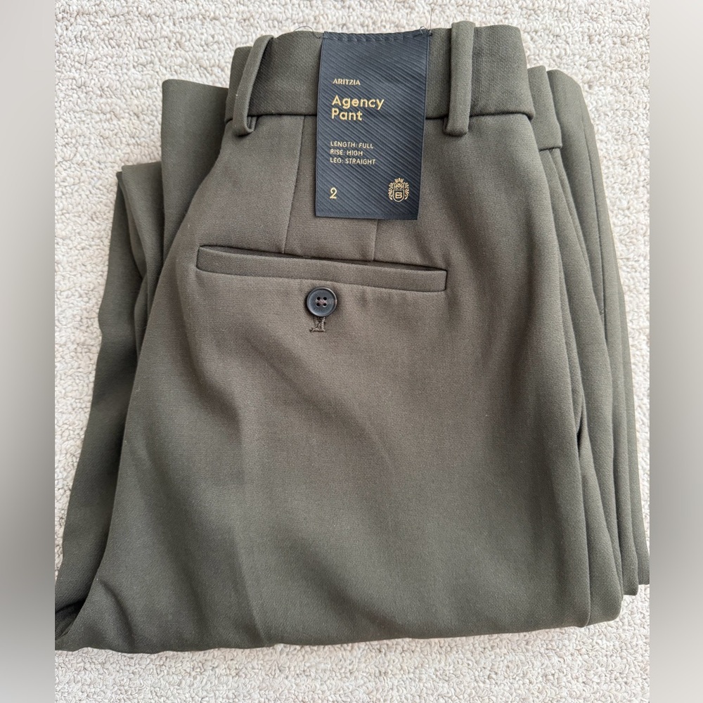 NWT Aritzia Babaton Dark Olive Pants - size 2 - Picture 2 of 6